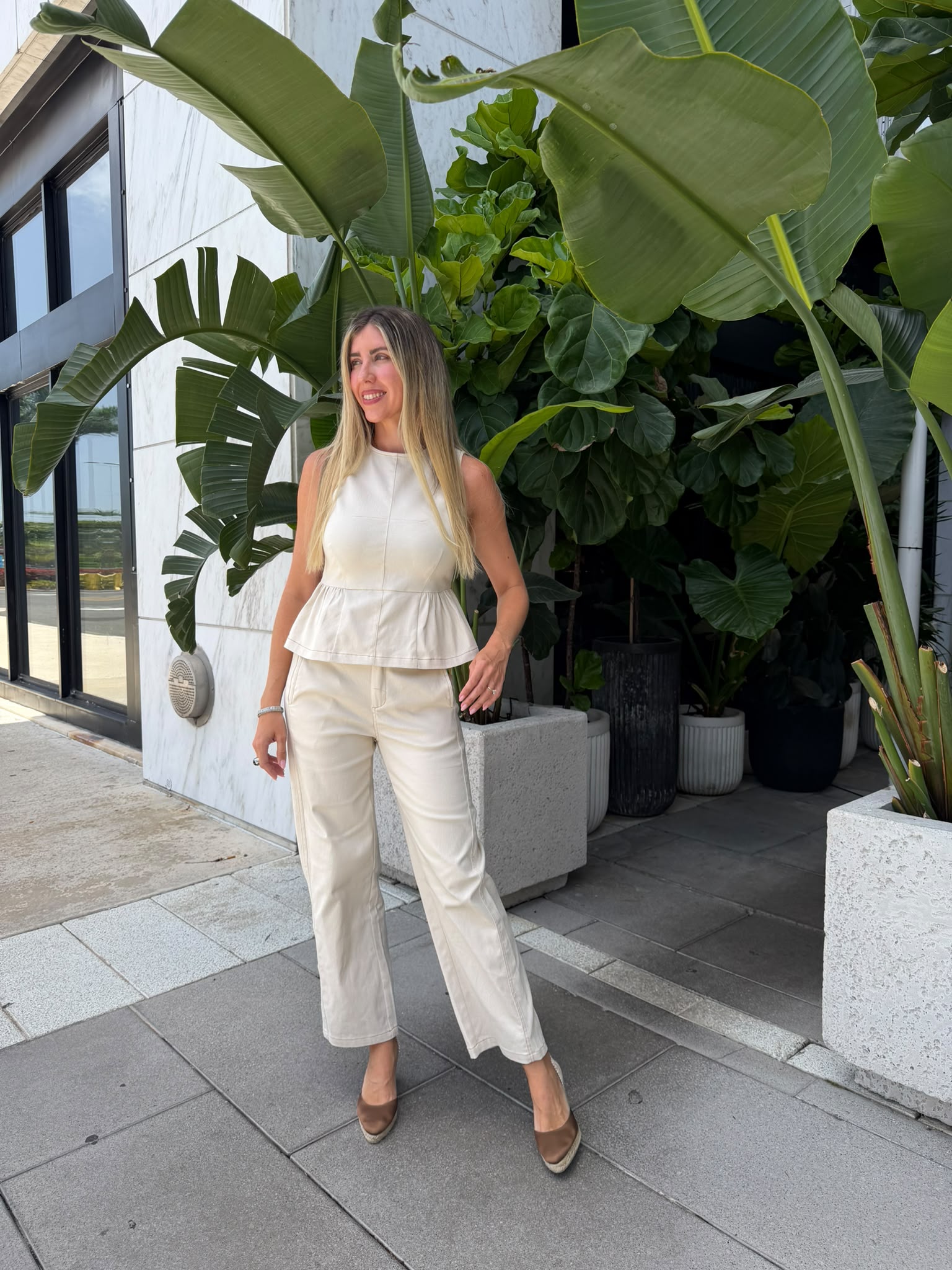 Peplum Denim Top & Barrel Pant