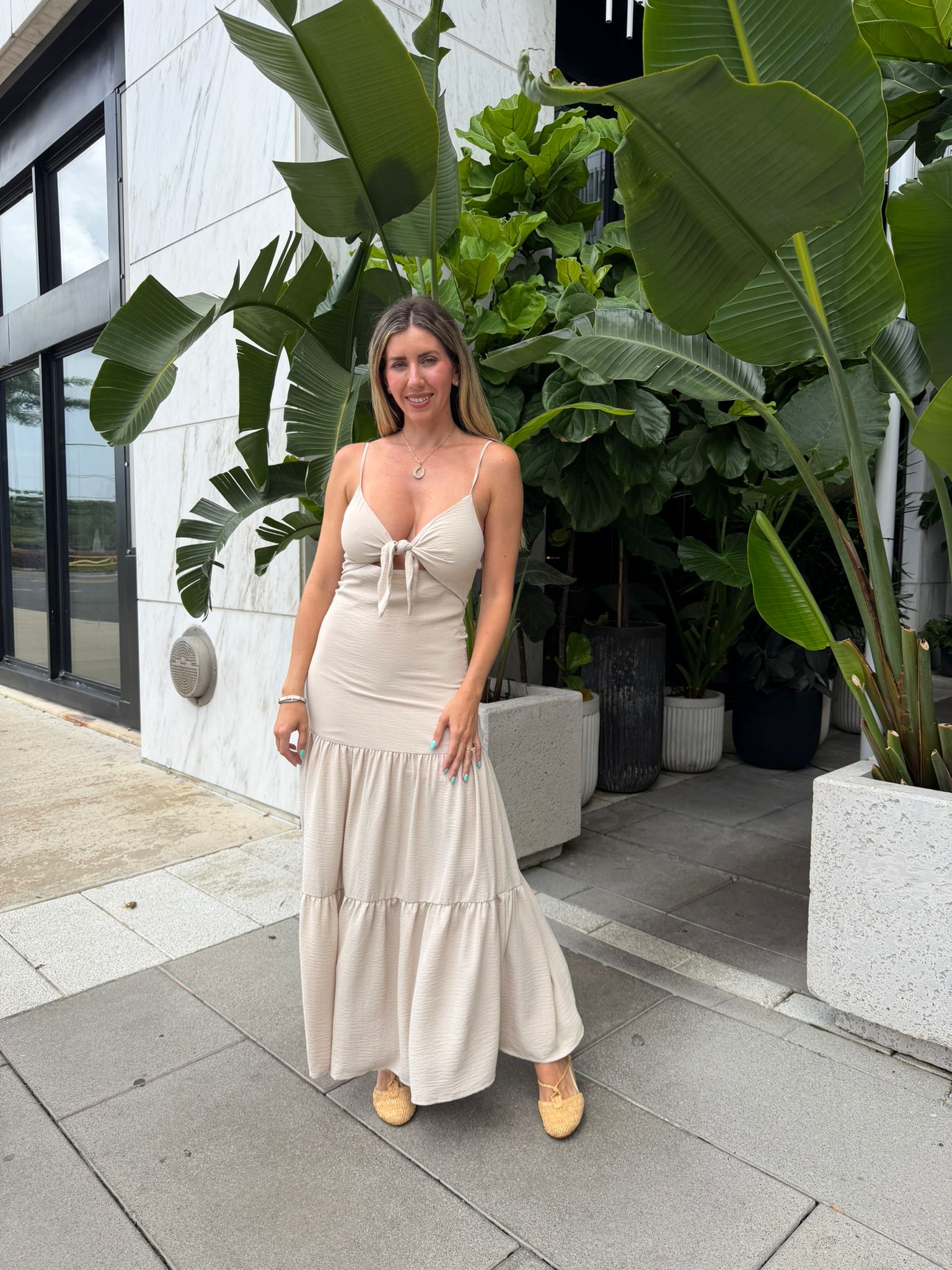 Back Beaded Strap Maxi Dress
