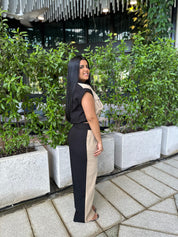 Contrast Color Block Pants