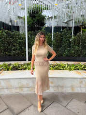 High Rise Ribbed Midi Skirt