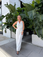 Cowl Neck Jumpsuit w. Studs