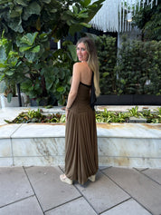 Ruched Halter Maxi Dress