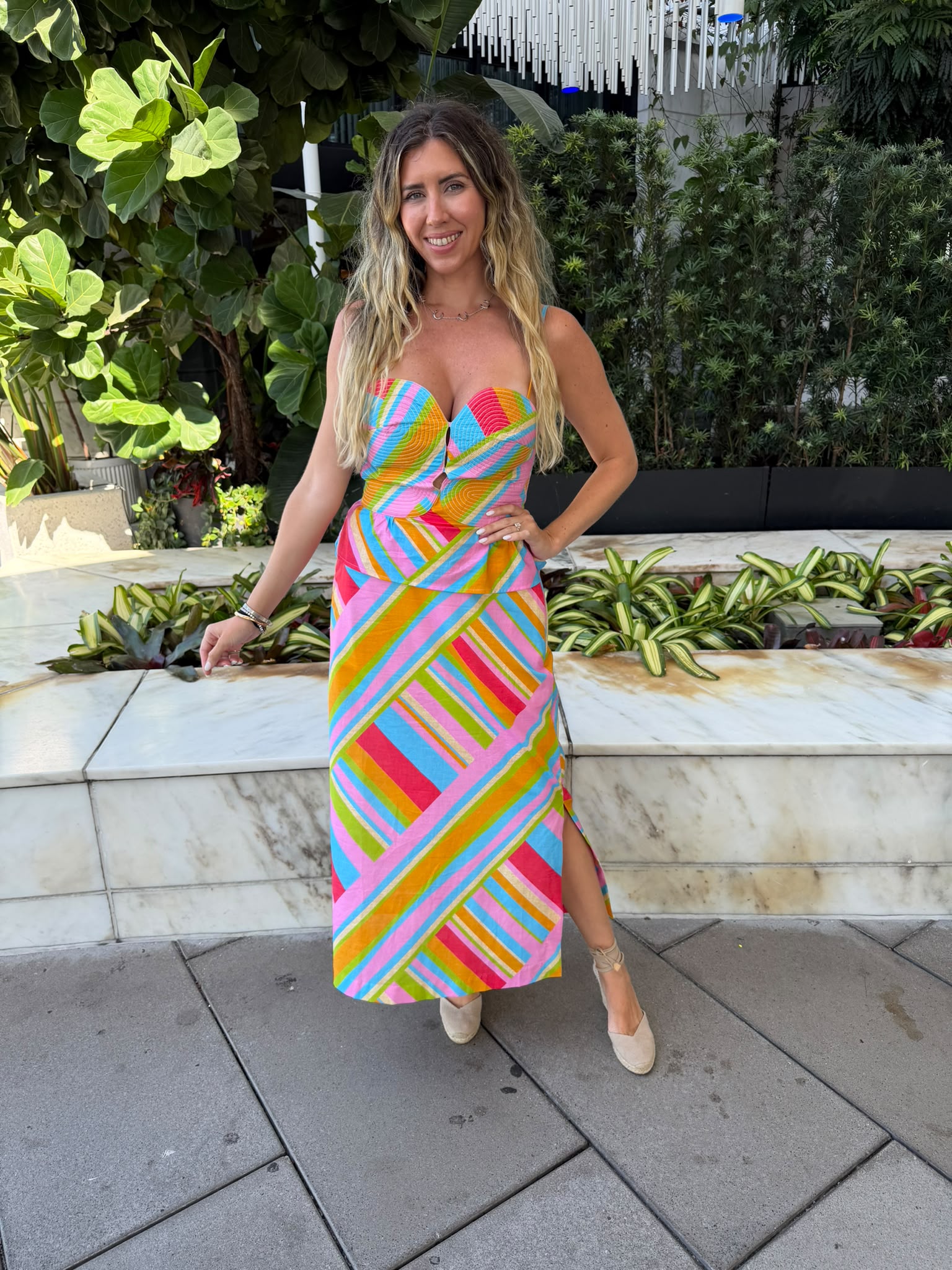 Printed Top-Stitched Set