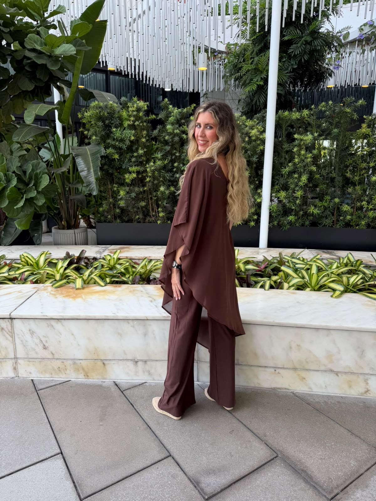 One Shoulder Drape Jumpsuit