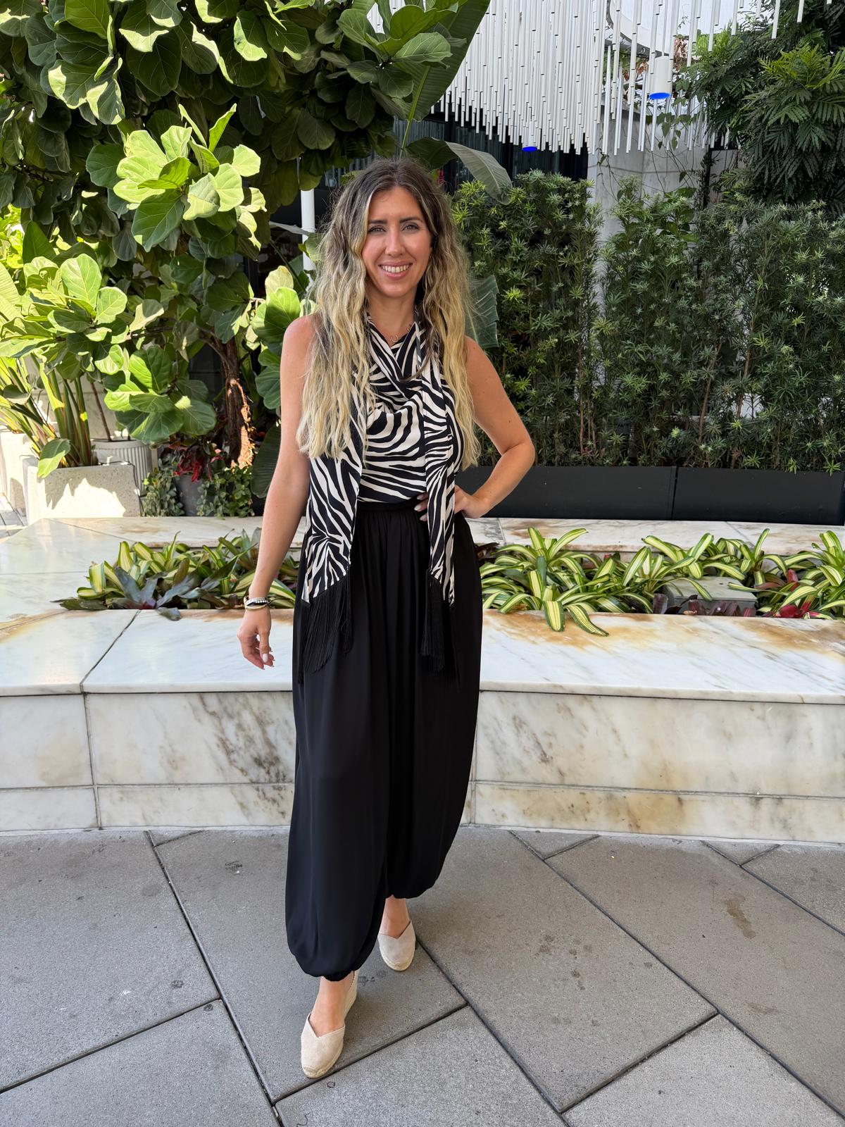 Zebra Fringe Halter Top