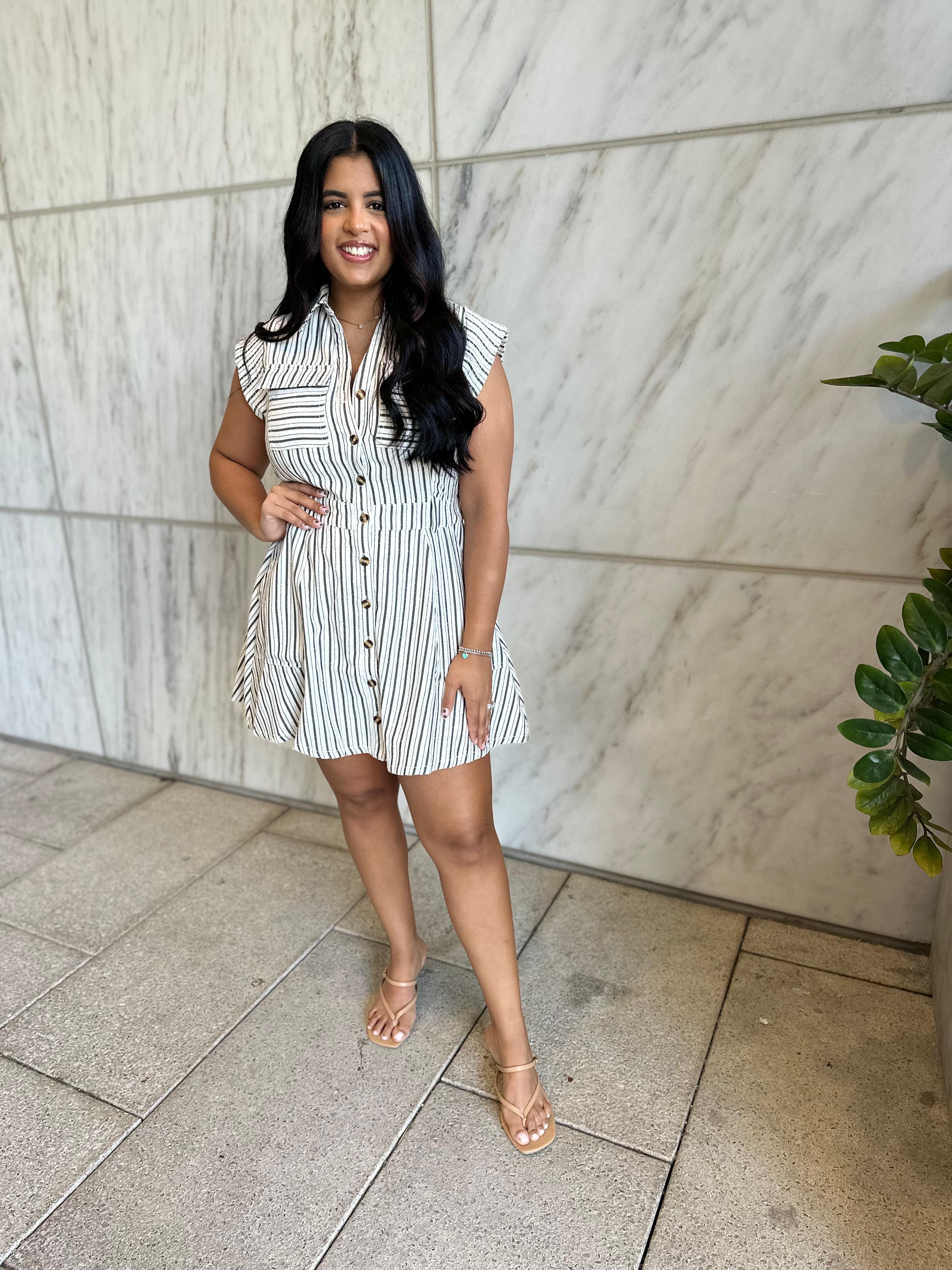 Stripe Cotton Mini Dress