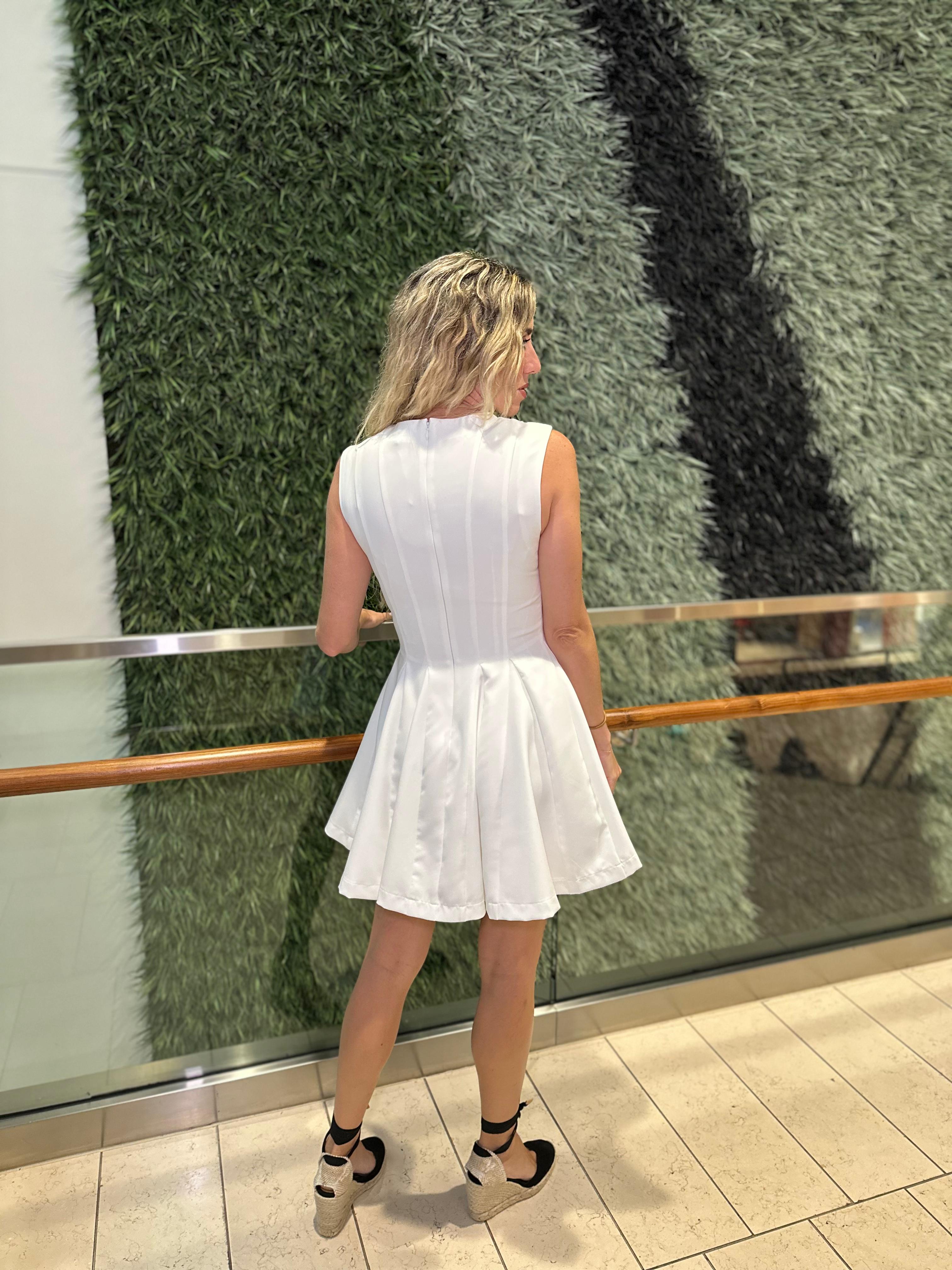 Button Mini Flare Dress