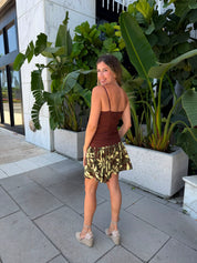 Panel Print Linen Mini Dress