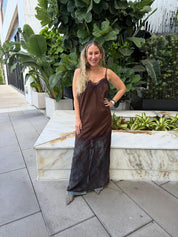 Plaid Slip Maxi With Lace