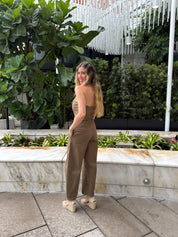 Zip Military Vest Peplum Jumpsuit