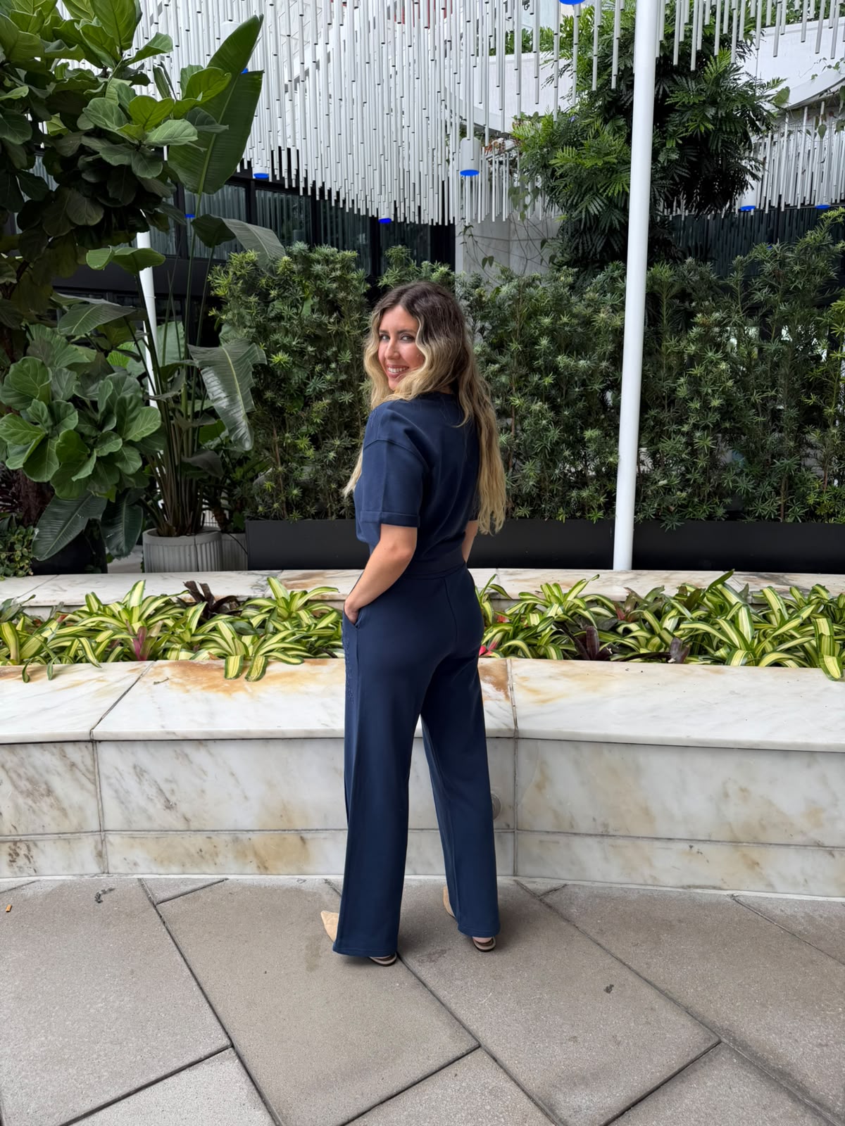 Embroidered Elastic Drawstring Pants